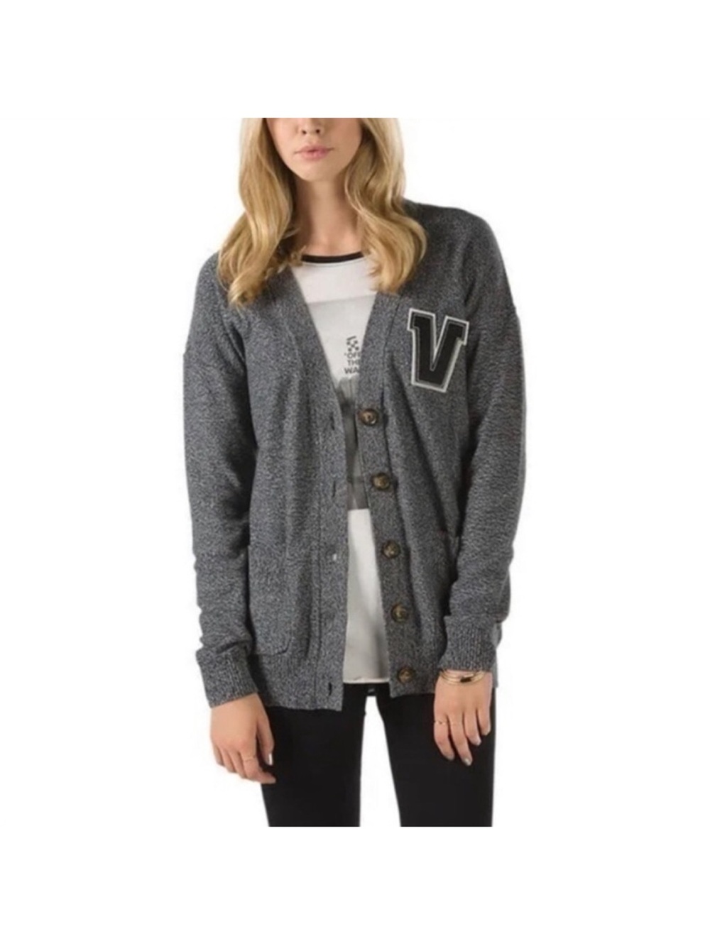 Vans Gray V-Patch Button Front Cardigan